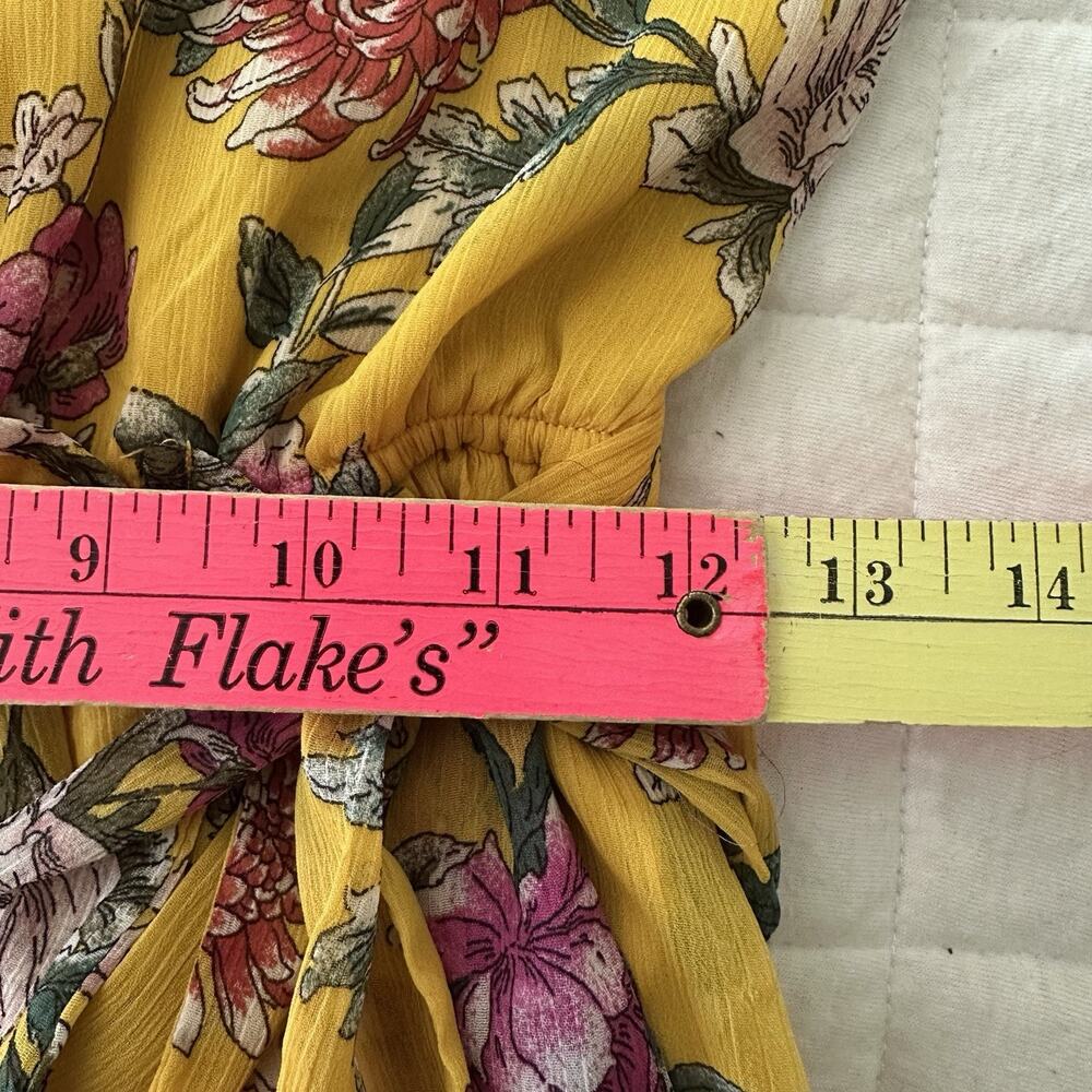 Band of Gypsies Dress Medium Yellow Floral Maxi Faux Wrap Garden Party Fairy - Picture 11 of 12
